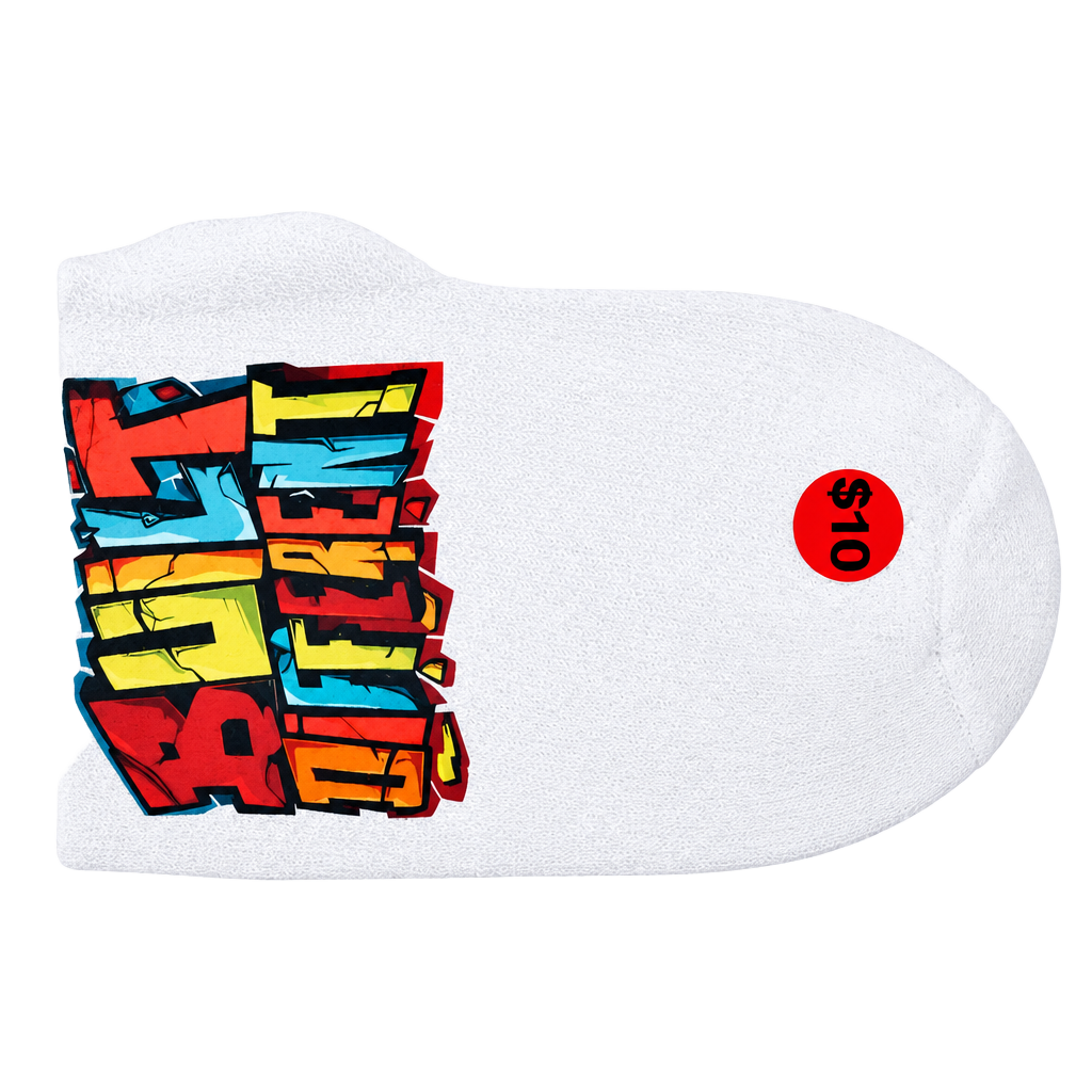 Built Different Socks White Graphic Print 1
