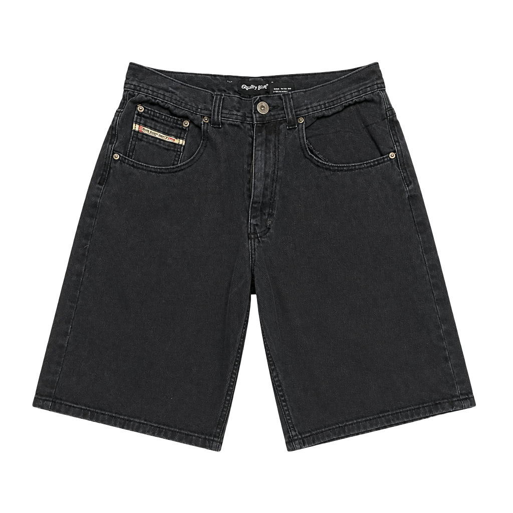 Royal Blue Denim Shorts Size 34 Black Jorts Relaxed Fit 1