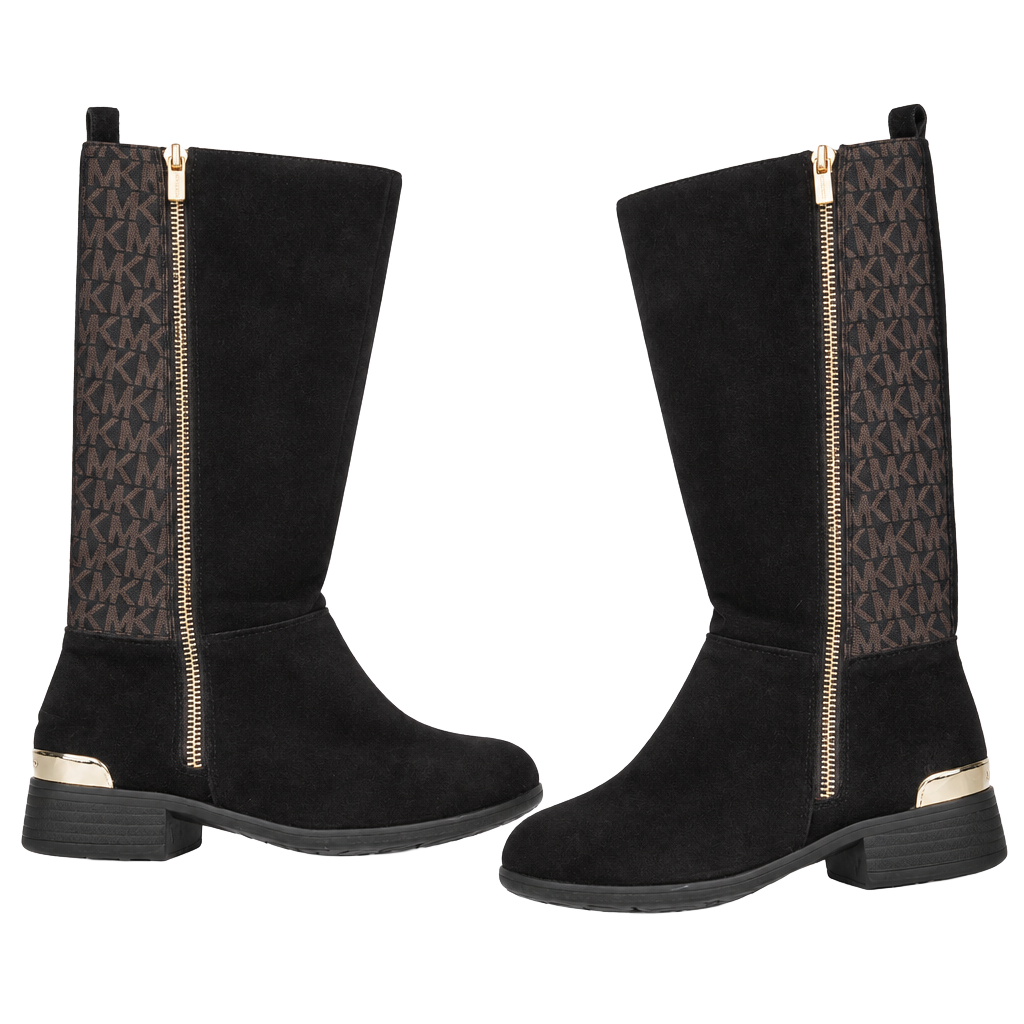 Michael Kors Finley Makysa Logo Boots Size 1 Brown Suede 1