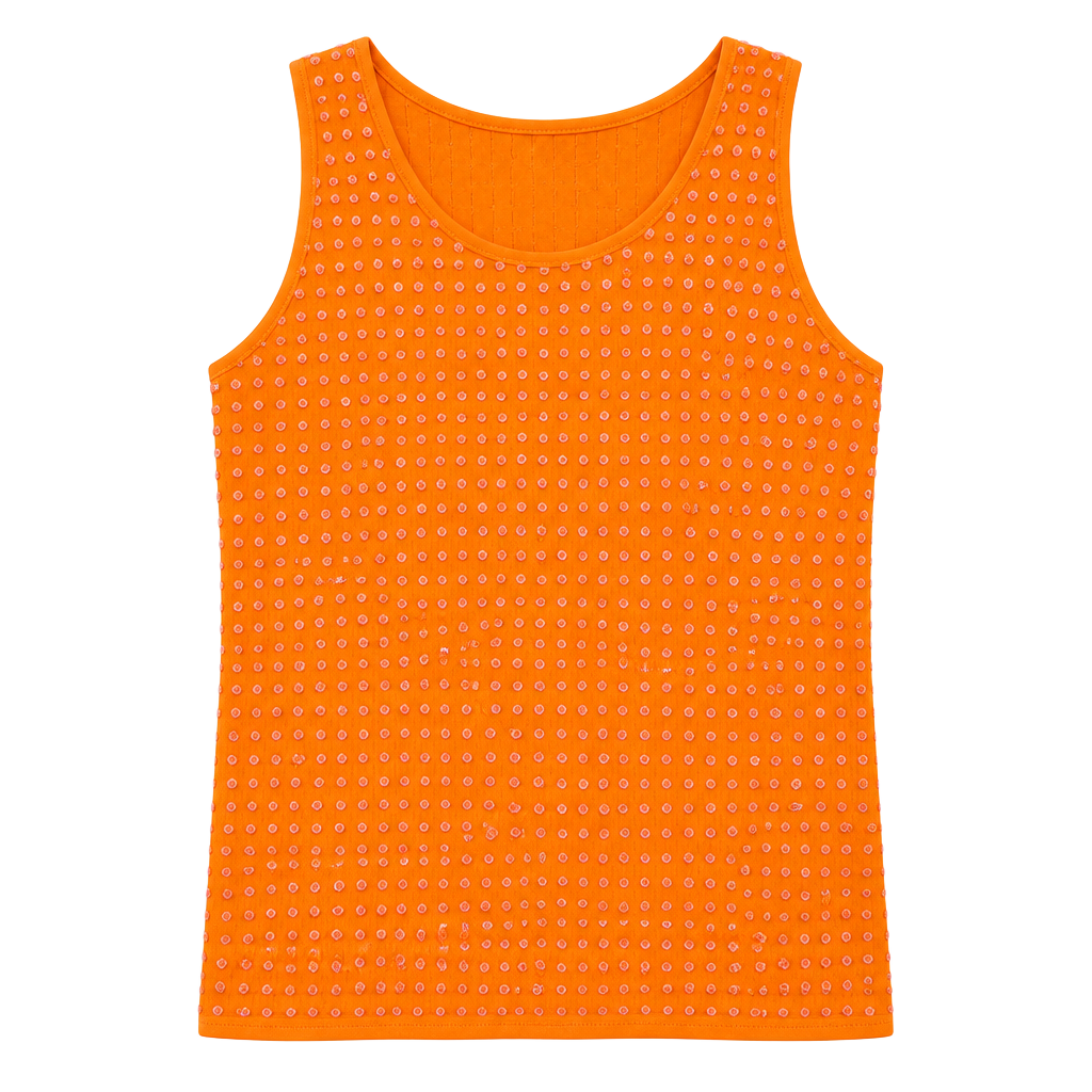 Tricot Orange Sequin Tank Top Size S 1