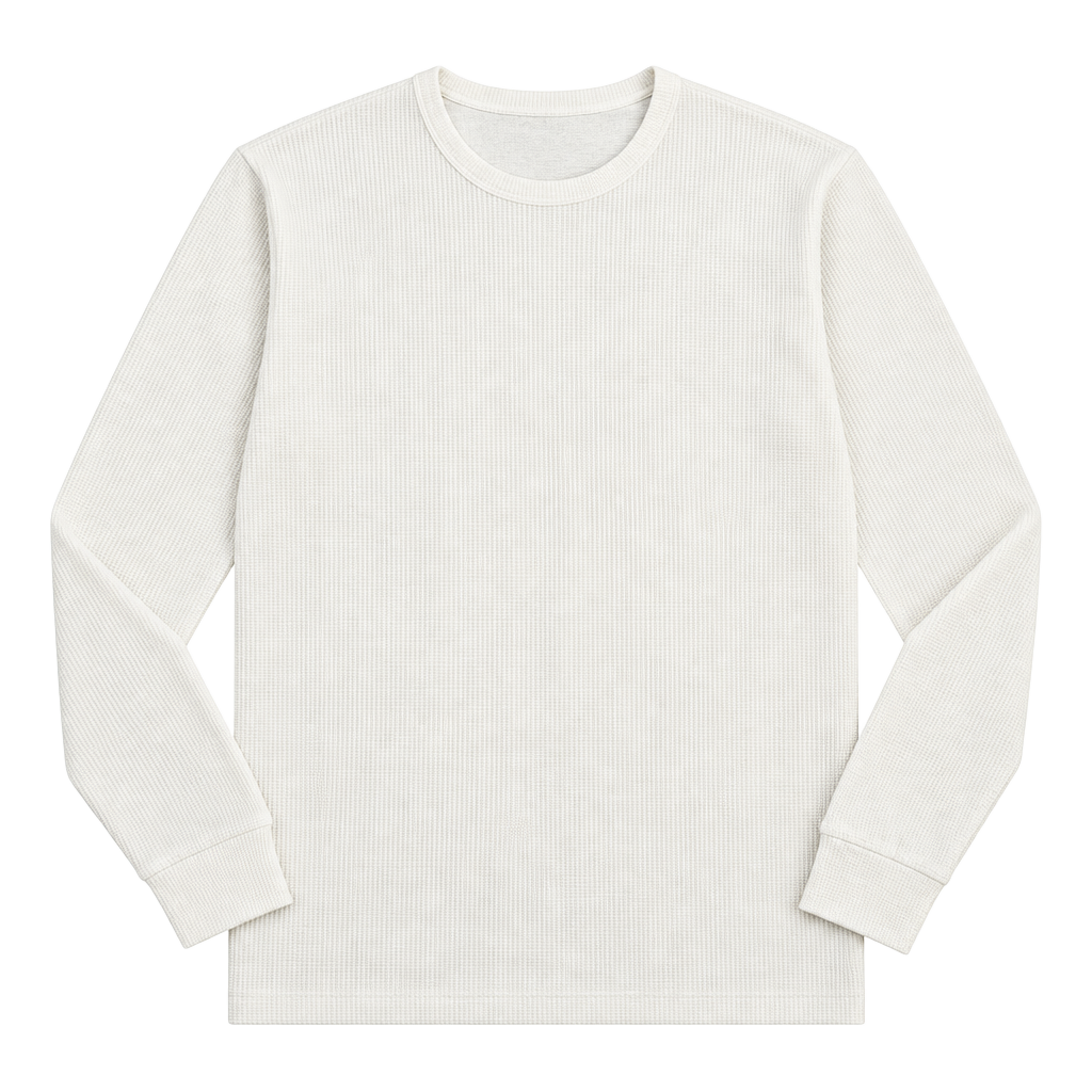 Zara Waffle Knit Long Sleeve Thermal Shirt Size L White 1
