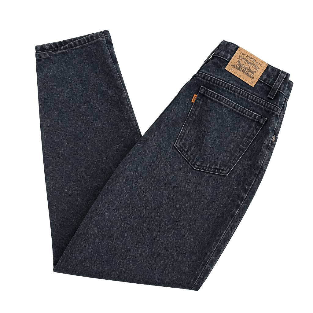 90’s Levi's 950 Relaxed Fit Tapered Leg Jeans Size 13 Jr Black Orange Tab 1