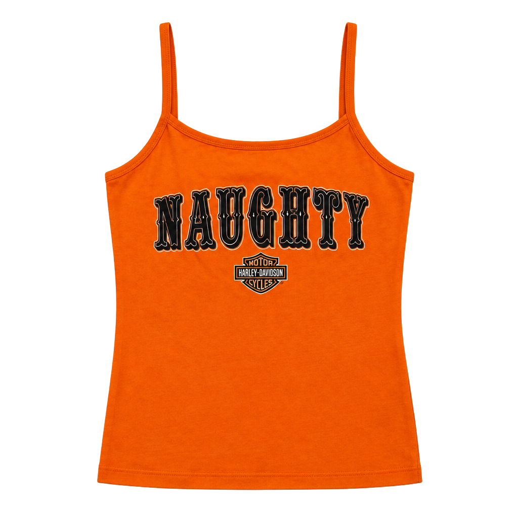 2007 y2kHarley-Davidson Naughty But Nice Camisole Tank Top Orange XL Orlando 1