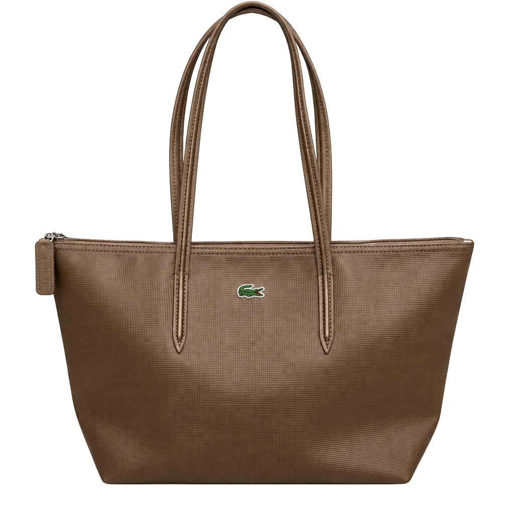 Lacoste L.12.12 Large Tote Bag Brown Synthetic Zip 1