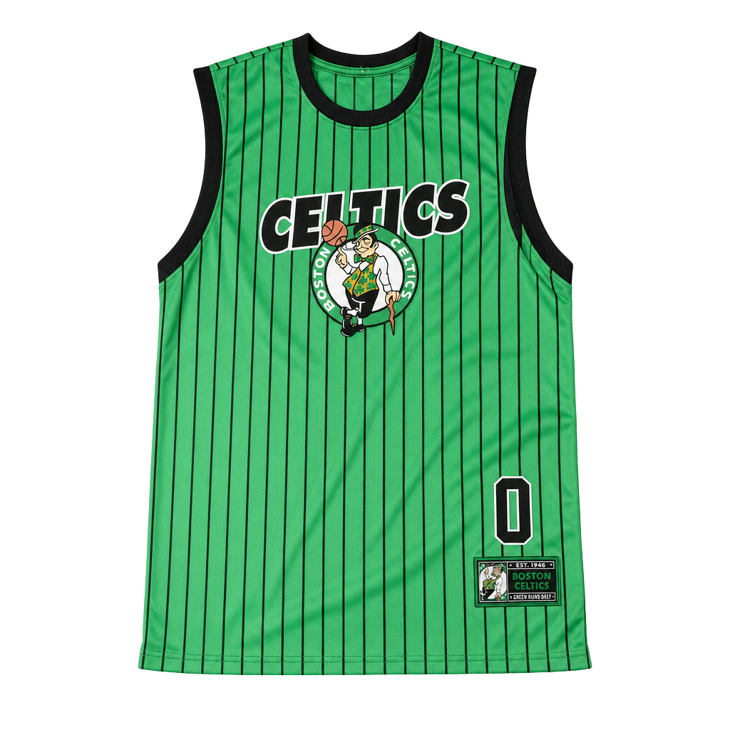 Ultra Game Boston Celtics Jayson Tatum 0 Sleeveless Pinstripe Basketball Jersey Tank Top 1
