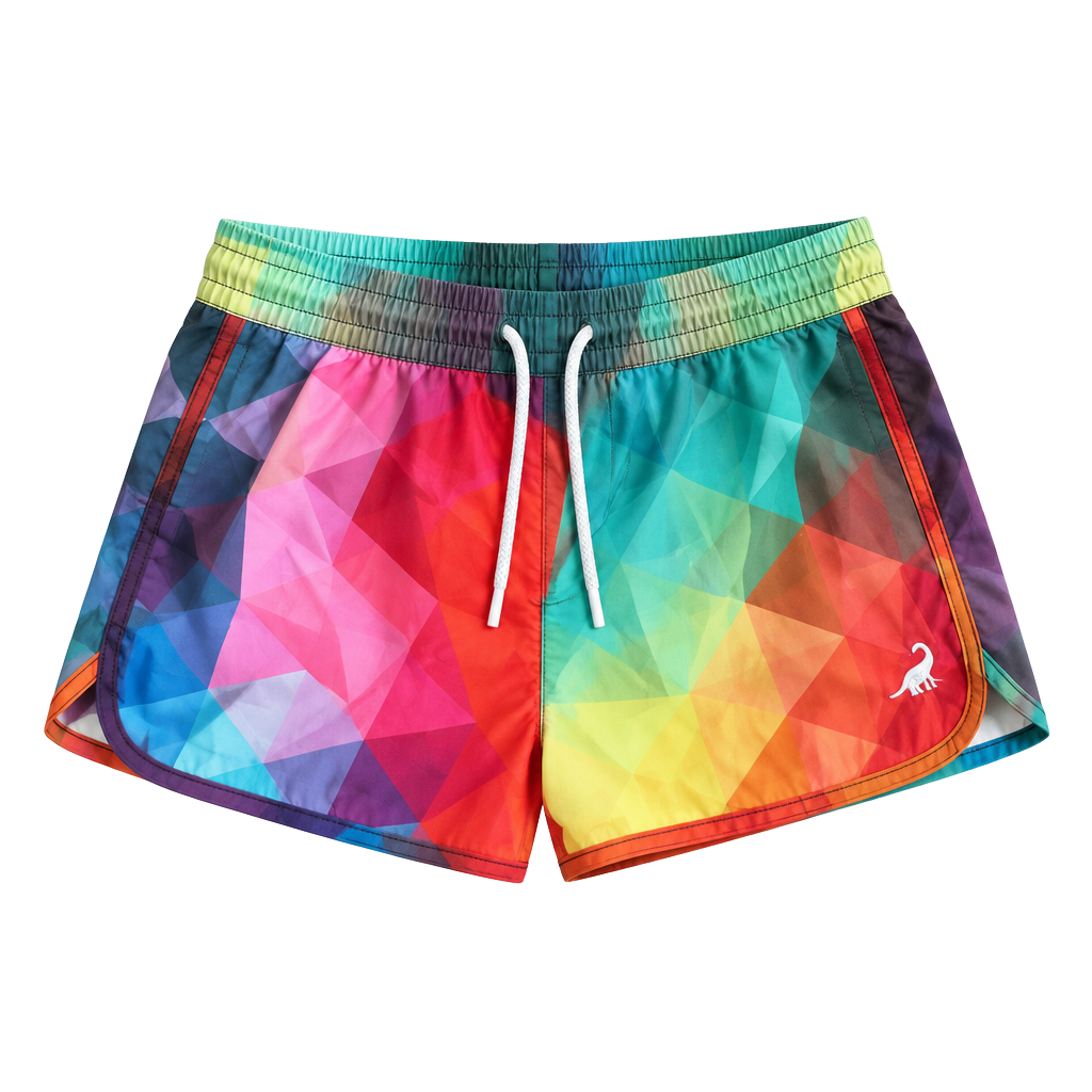 Surfcuz Quick Dry Swim Shorts Multi Color Geometric Print 1