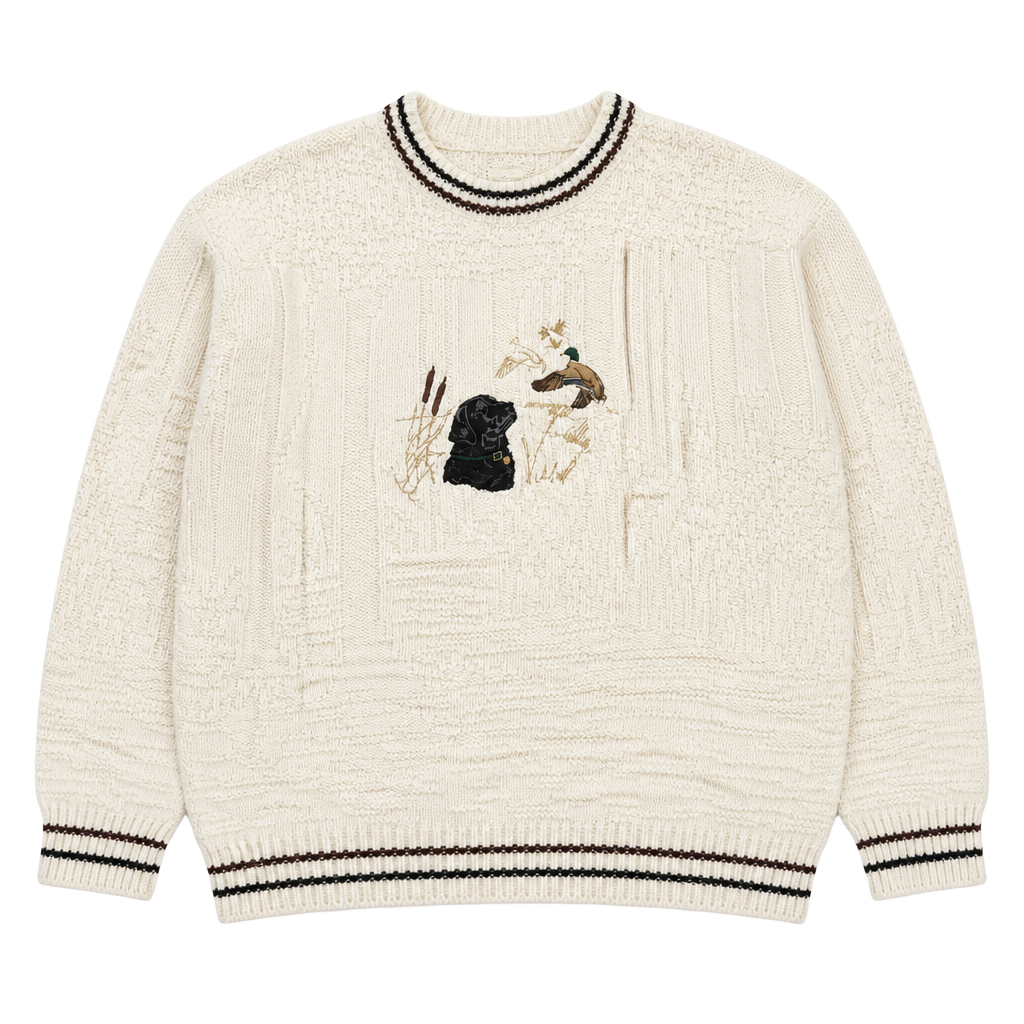 Vintage St. John's Bay Black Lab & Duck Cotton Sweater Size Large Tall 1