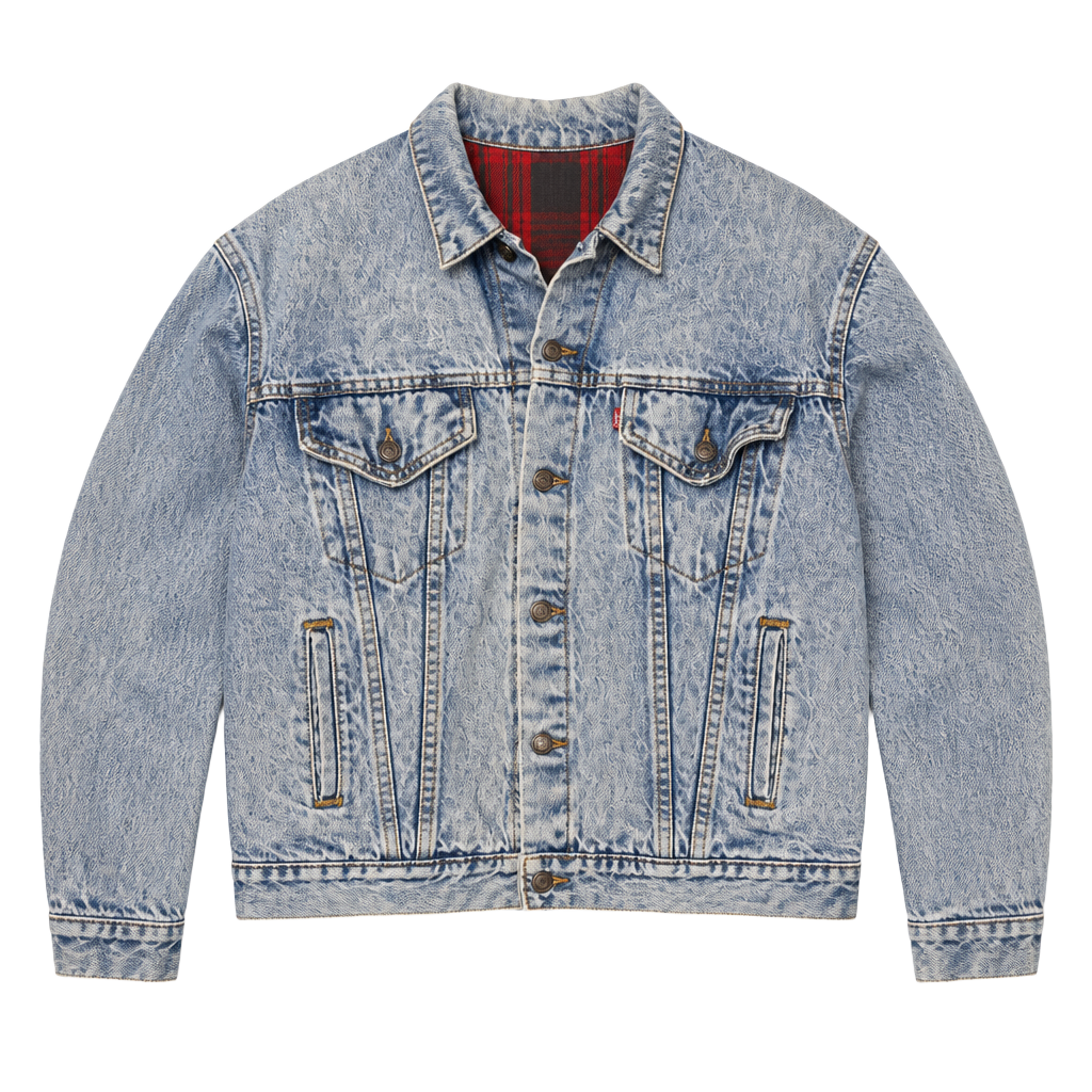 Vintage Levi's 70417-9319 Acid Wash Blanket Lined Denim Jacket Size L 1
