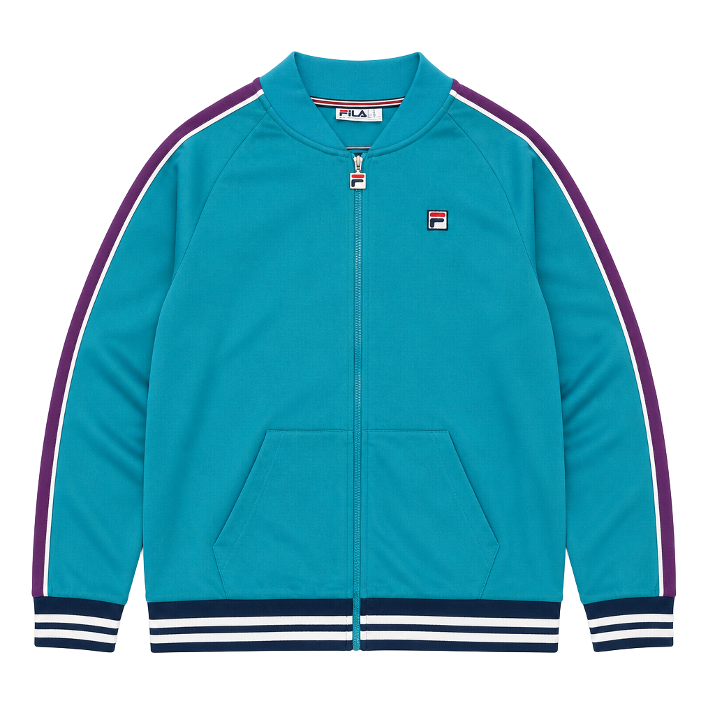 FILA Sport Retro Full-Zip Teal Track Jacket with Purple and White Accents 1