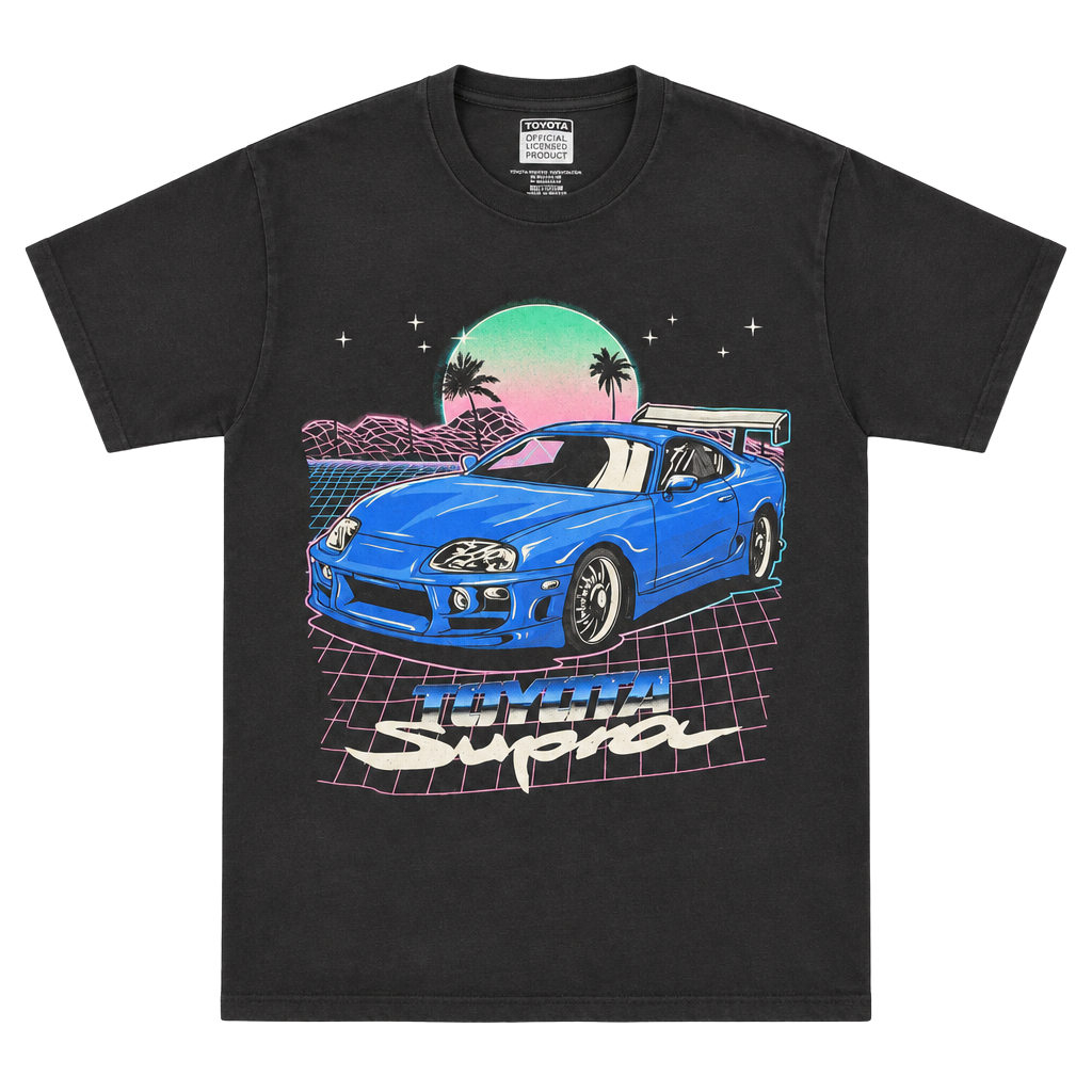Toyota Supra Retro Graphic T-Shirt Black Size Small 1