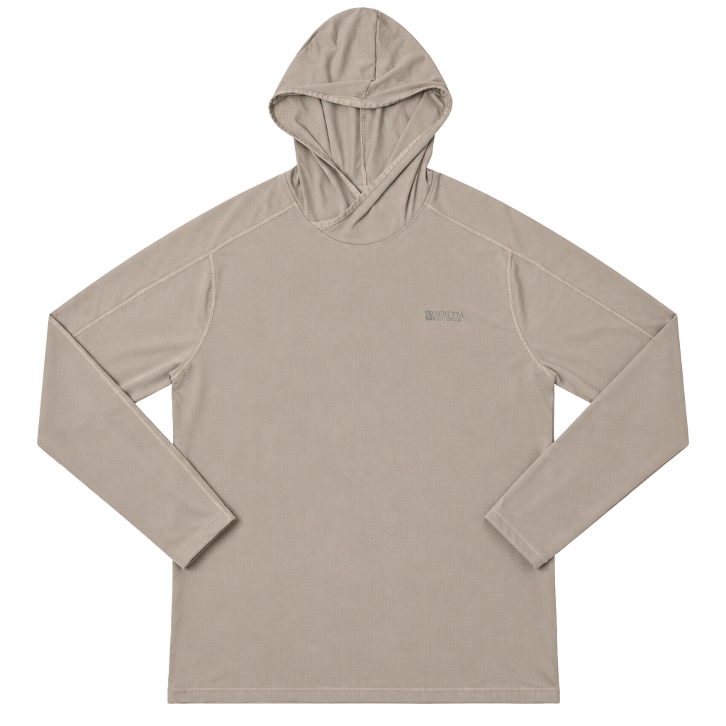 Eddie Bauer Solarfoil Hoodie Size M Tan UPF Sun Shirt 1