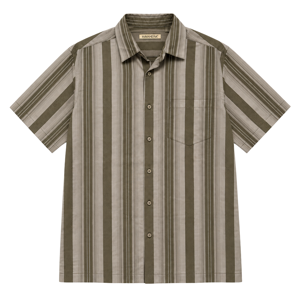 Havanera Co. Striped Short Sleeve Button-Down Shirt Size L 1
