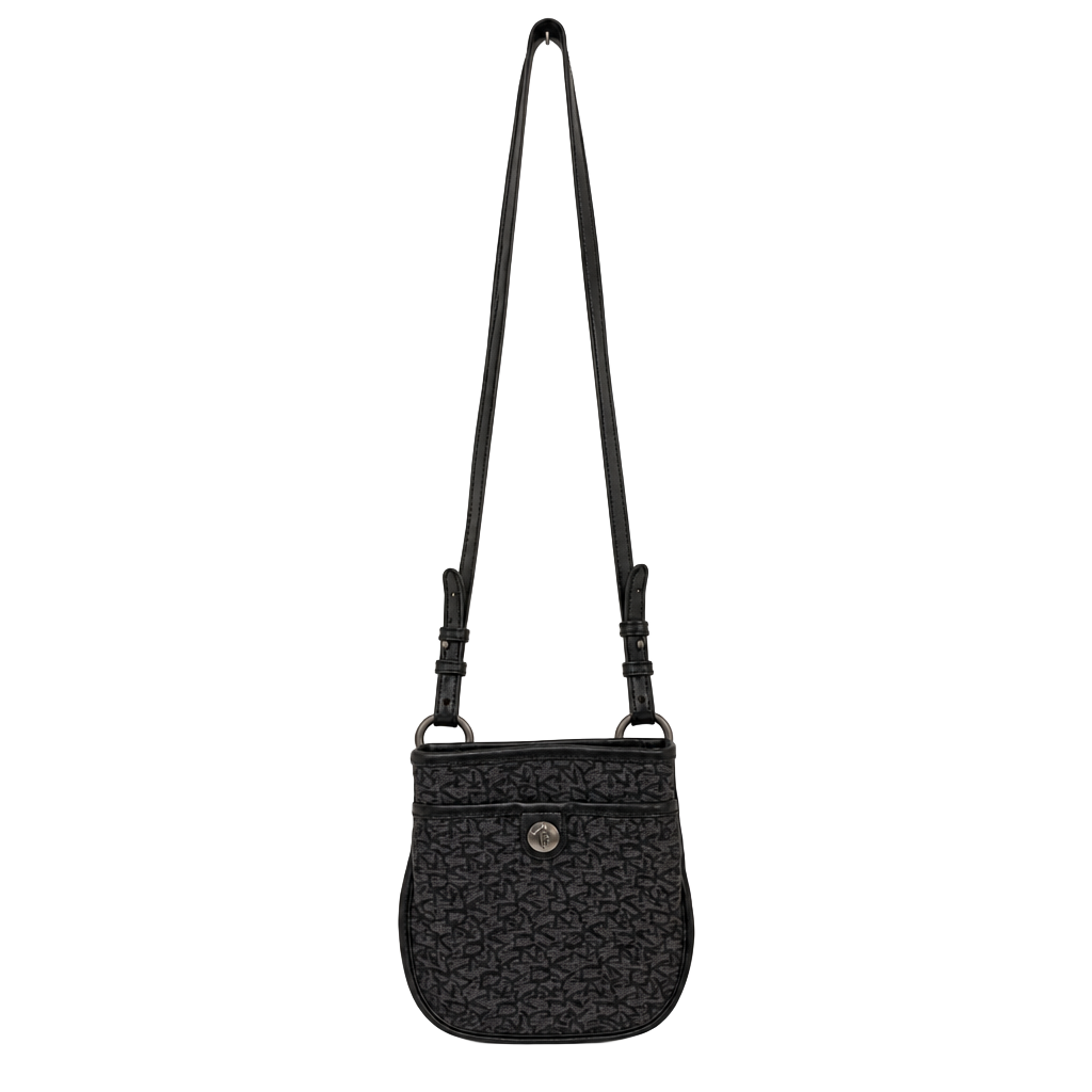 DKNY Logo Crossbody Bag Black Grey Monogram 1