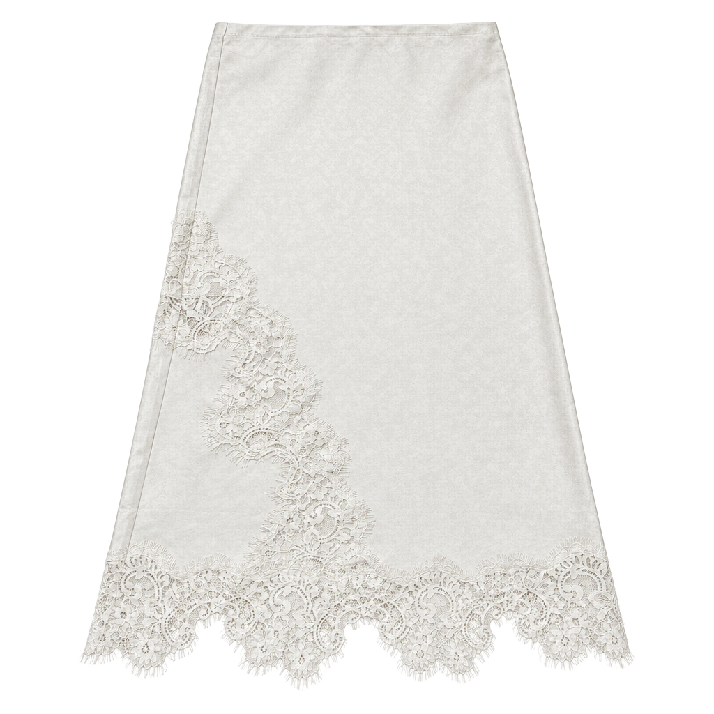 Montgomery Post Lace Trim Slip Skirt Off-White Size S 1