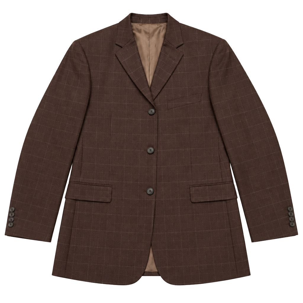 Hugo Boss Rossellini Mens 42R Blazer Brown Windowpane 100% Virgin Wool USA 1