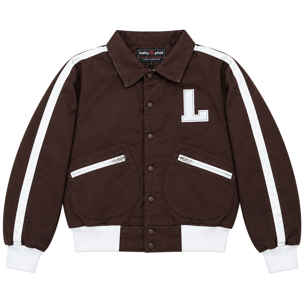 Baby Noiz Brown Moto Racing Jacket Womens M Y2K Number 1 Zip Pockets 1