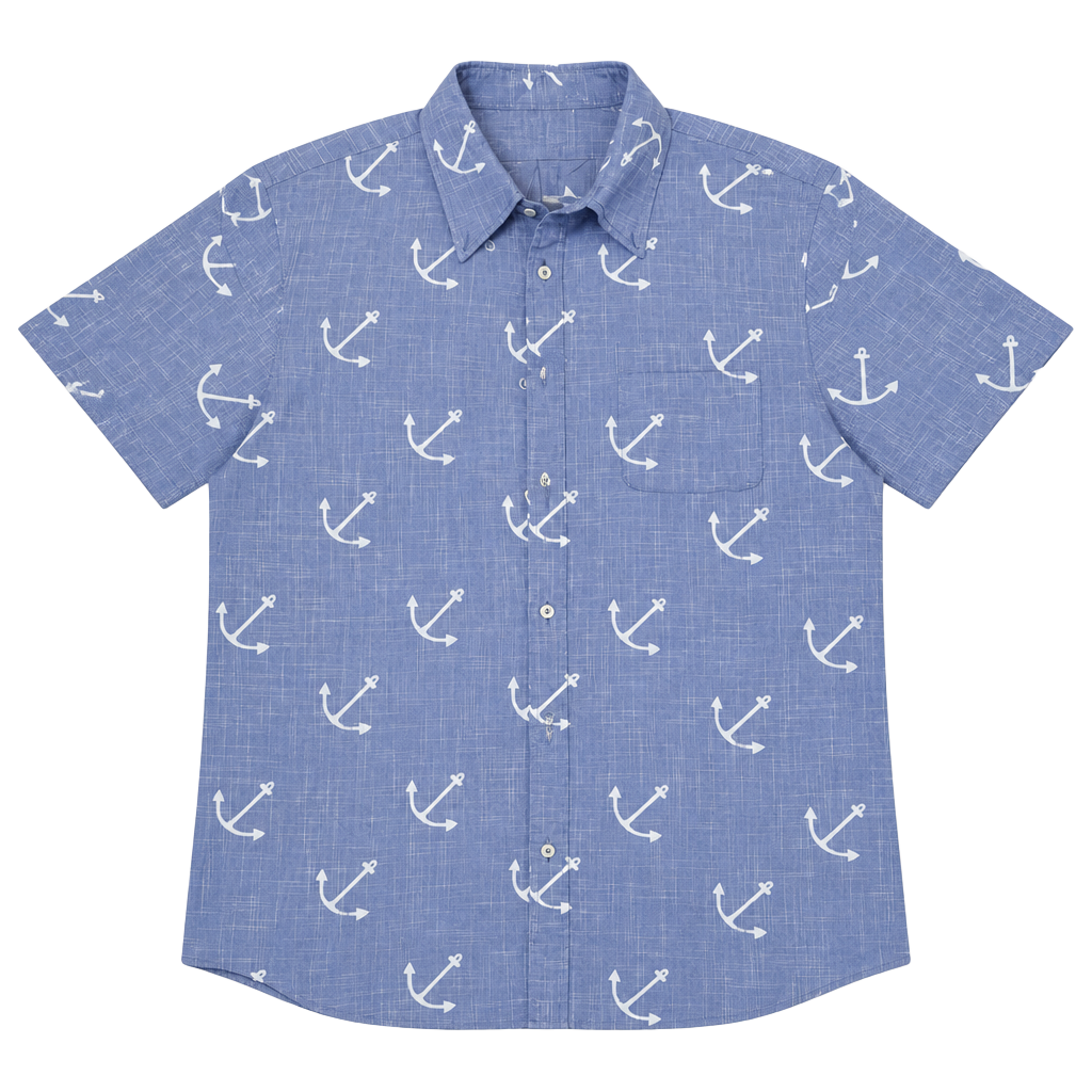Brooks Brothers 1818 Regent Fit Anchor Print Shirt Size XL Blue Cotton 1