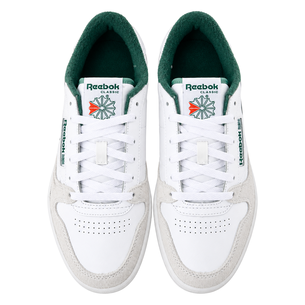 Reebok Phase Court Shoes Unisex Size 8 White Green 100201247 New 1