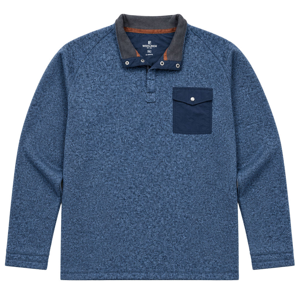 Woolrich Snap Pullover Fleece Size XXL Blue Heather Pocket 1