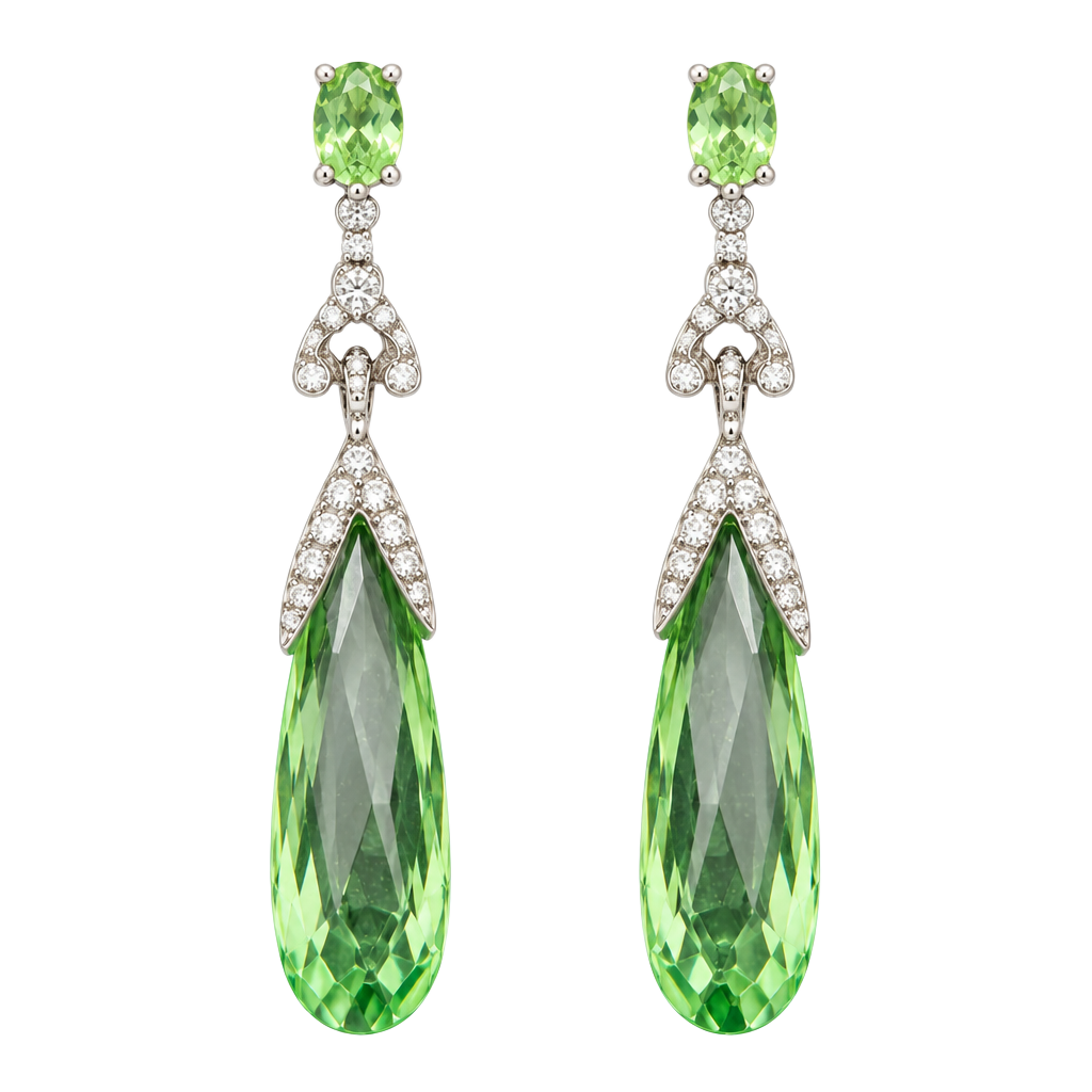 Green Crystal Drop Earrings 1