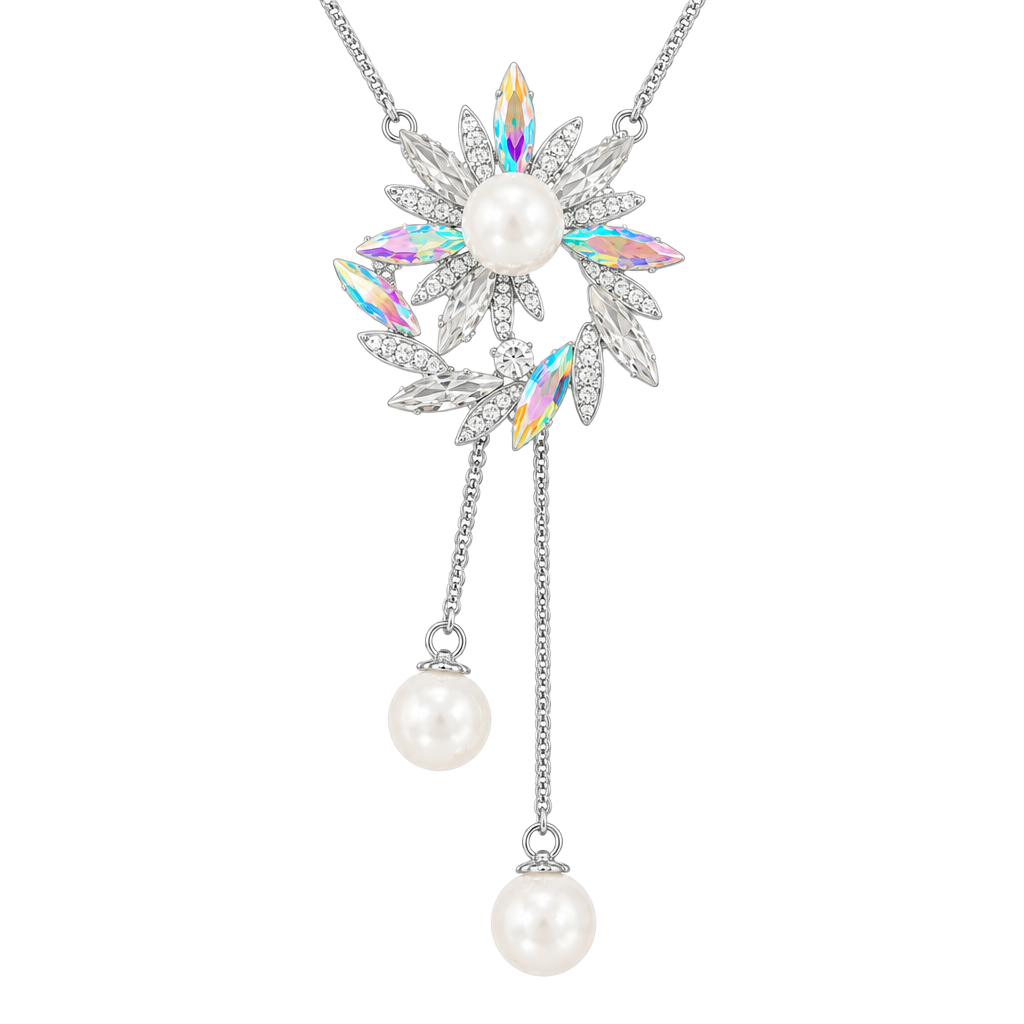Crystal Flower Lariat Necklace 1