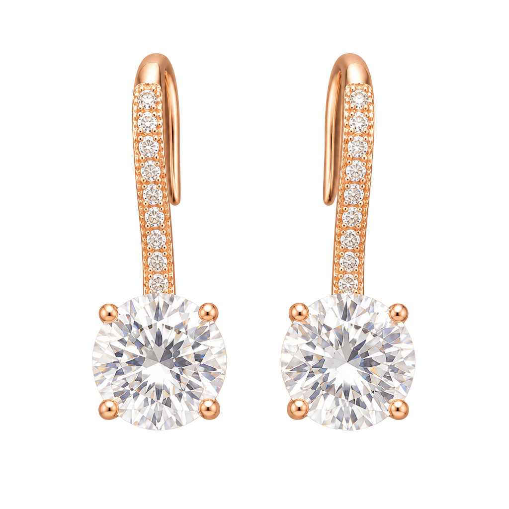 Rose Gold CZ Crystal Earrings 1