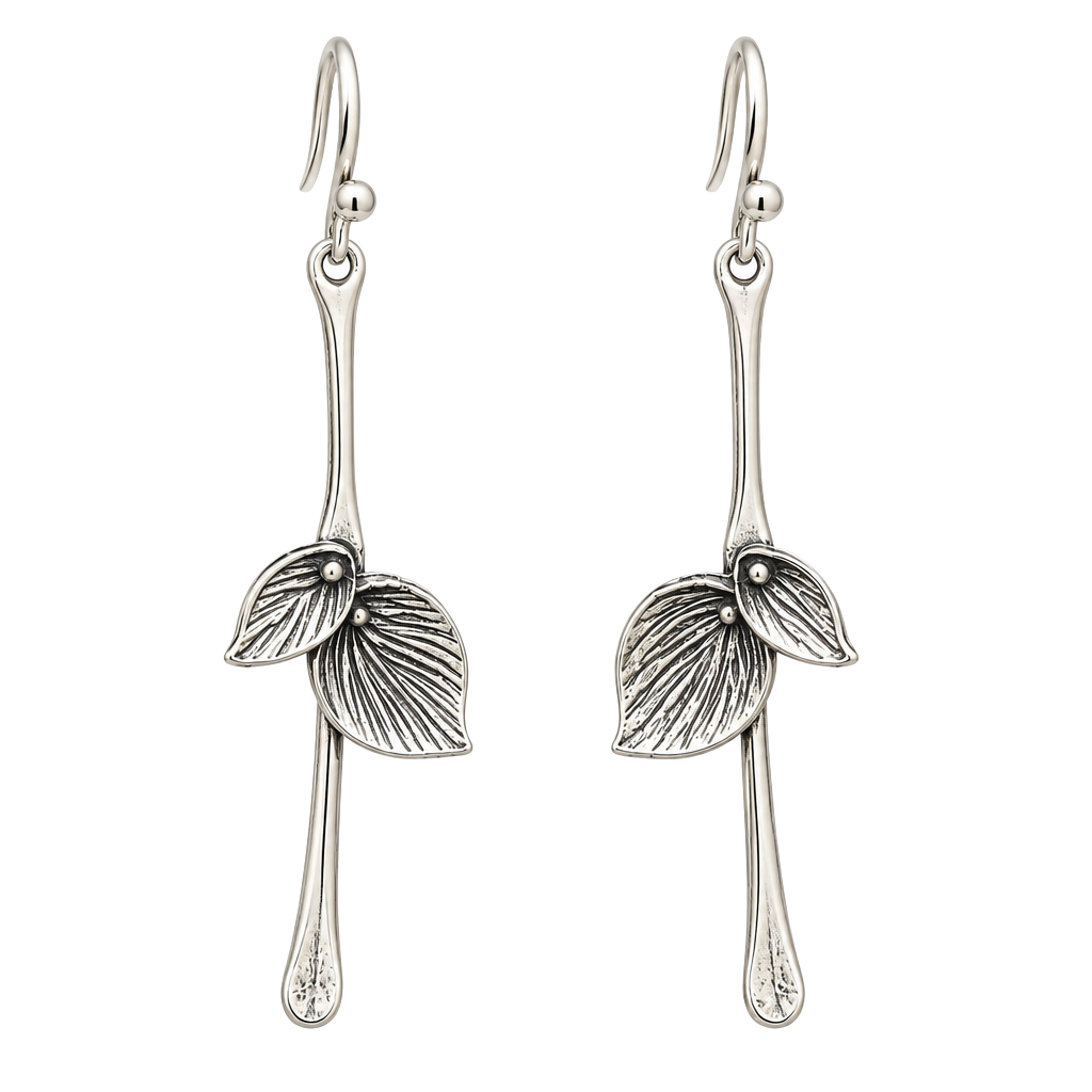 Generic Silver Leaf Dangle Earrings 1