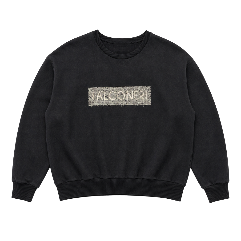 Falconeri Black Crewneck Sweatshirt with Frayed Embroidered Patch Logo Women 1