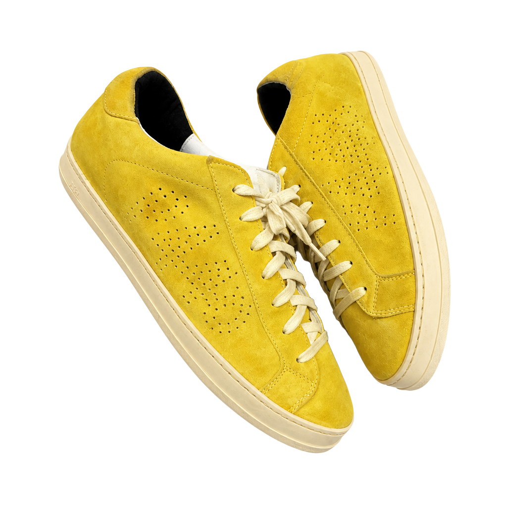 P448 John Lemon Yellow Suede Low Top Sneakers 1