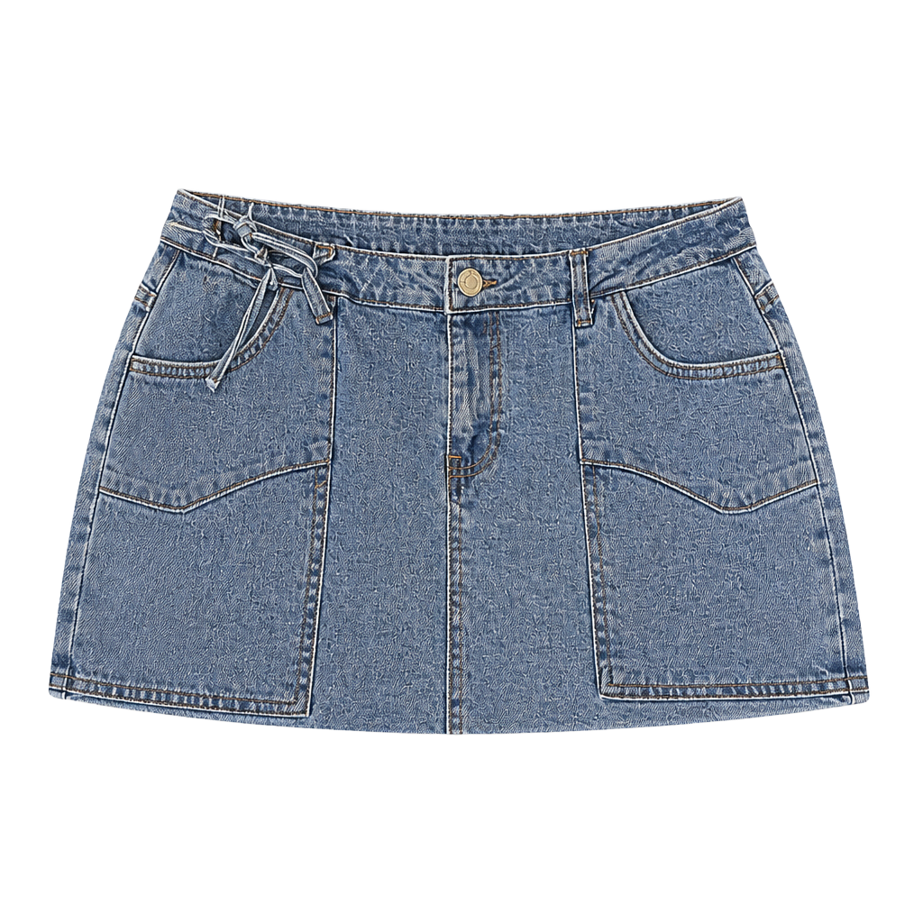 Telepatía High-Waisted Denim Mini Skirt with Cargo Pockets 1