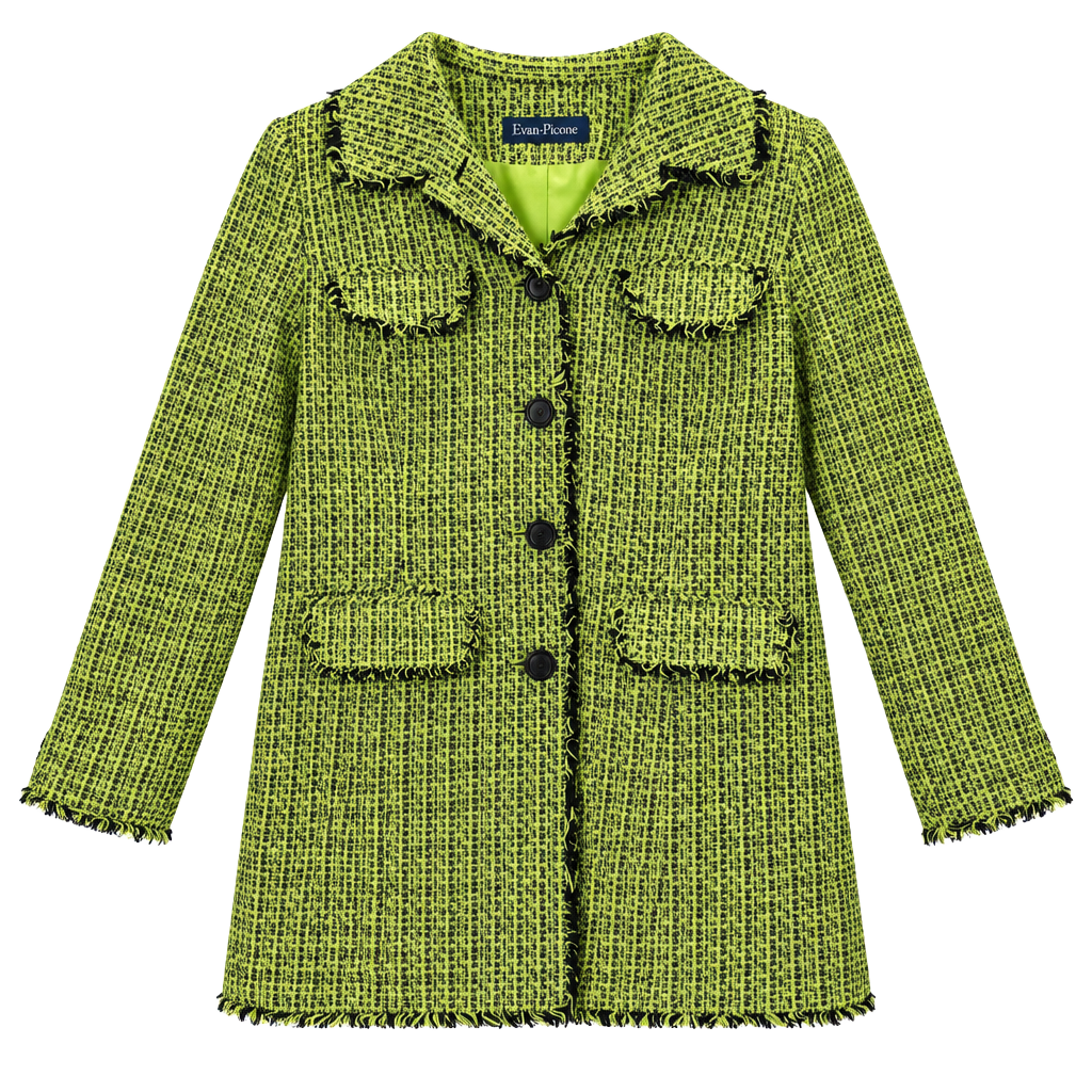Evan-Picone Tweed Jacket Size 14 Lime Green 1
