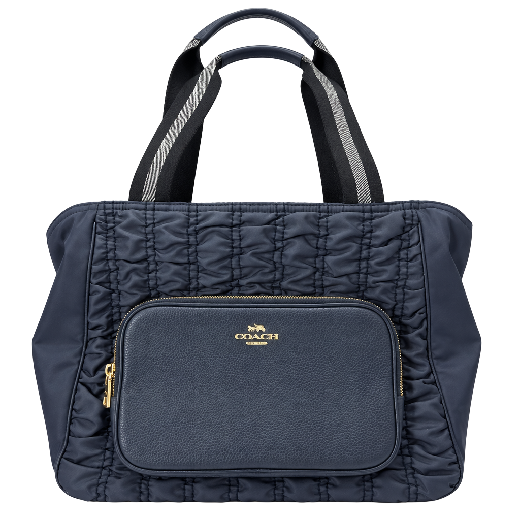 Coach Court Tote With Ruching Midnight Blue Nylon Bag 1