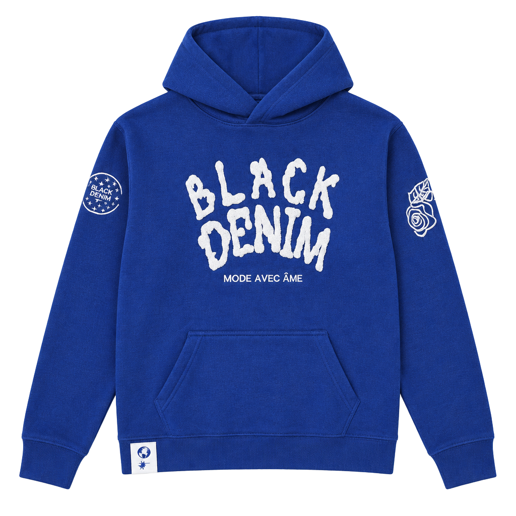 Black Denim Mode Avec Âme Blue Hoodie 1