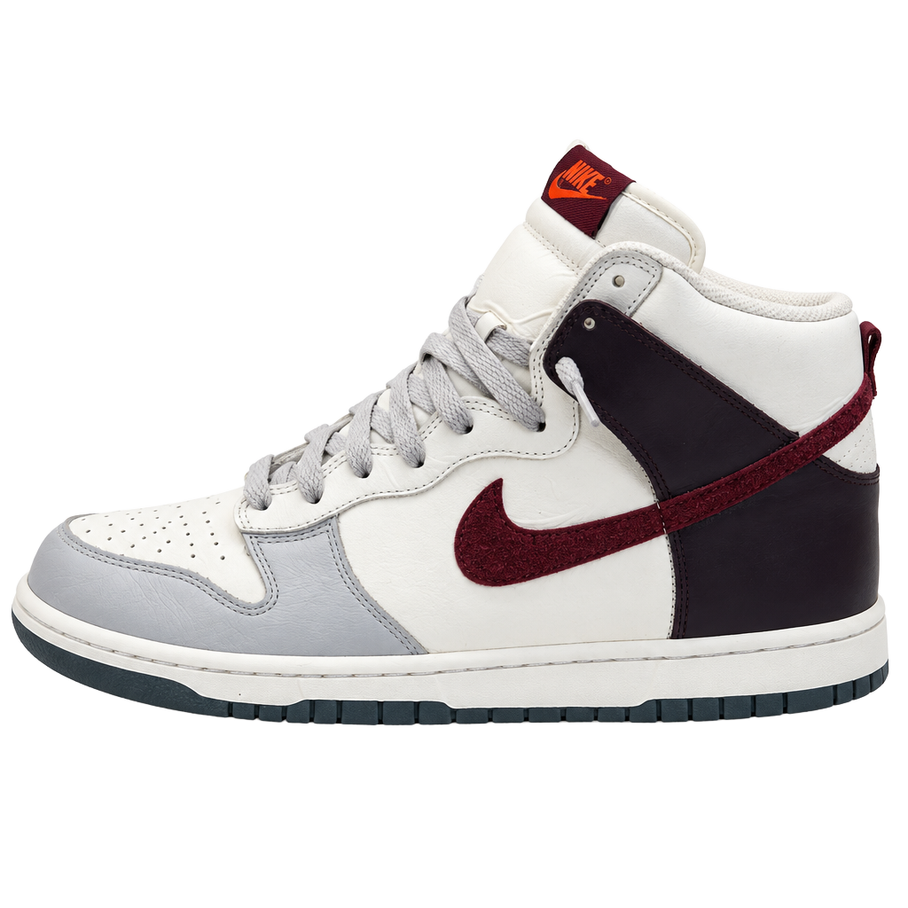 Nike Dunk High Gray Red Wine bBurgundy White Varsity Men's Size 10 1