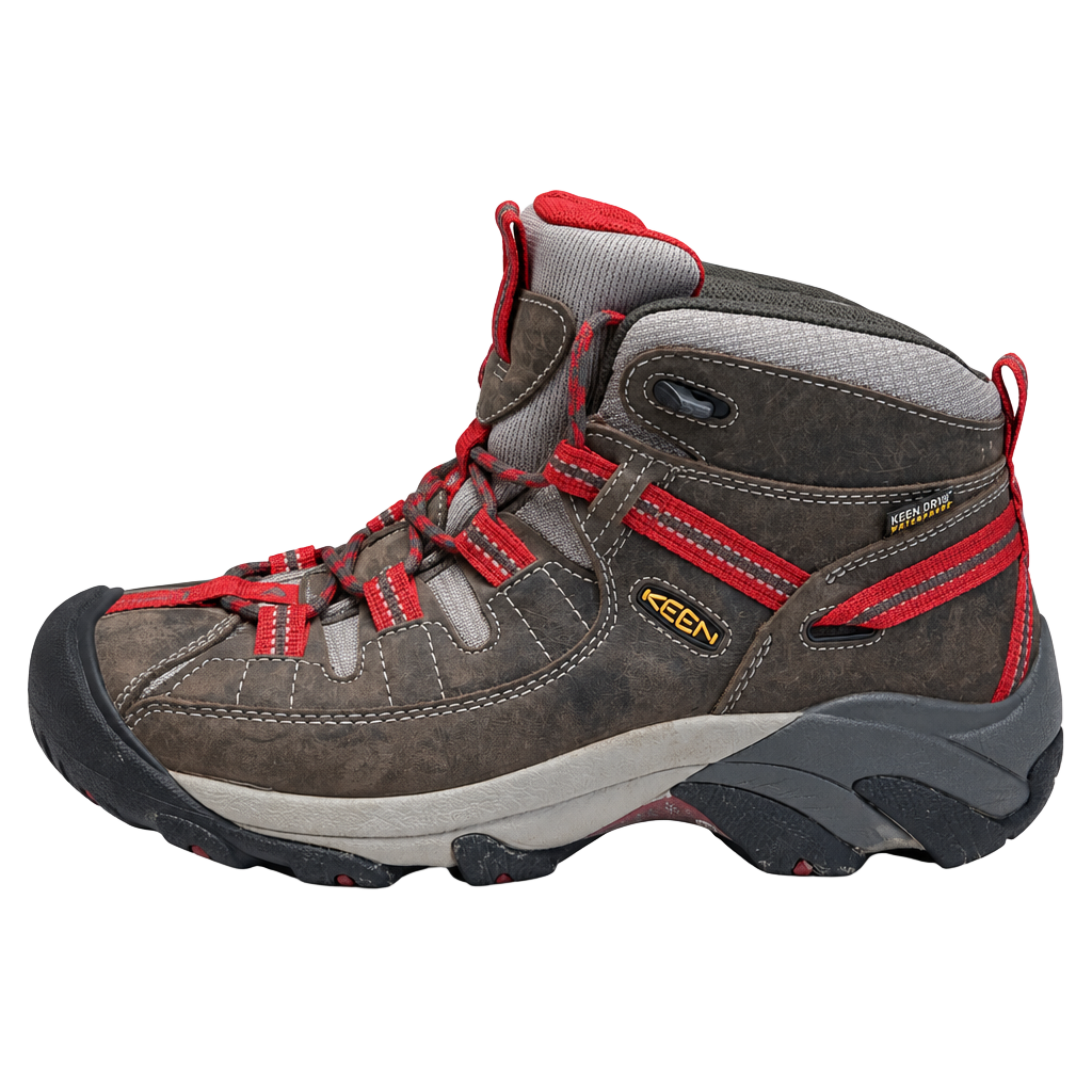 KEEN Targhee II Mid Hiking Boots Brown Red Waterproof Shoes (Size: 8.5) 1