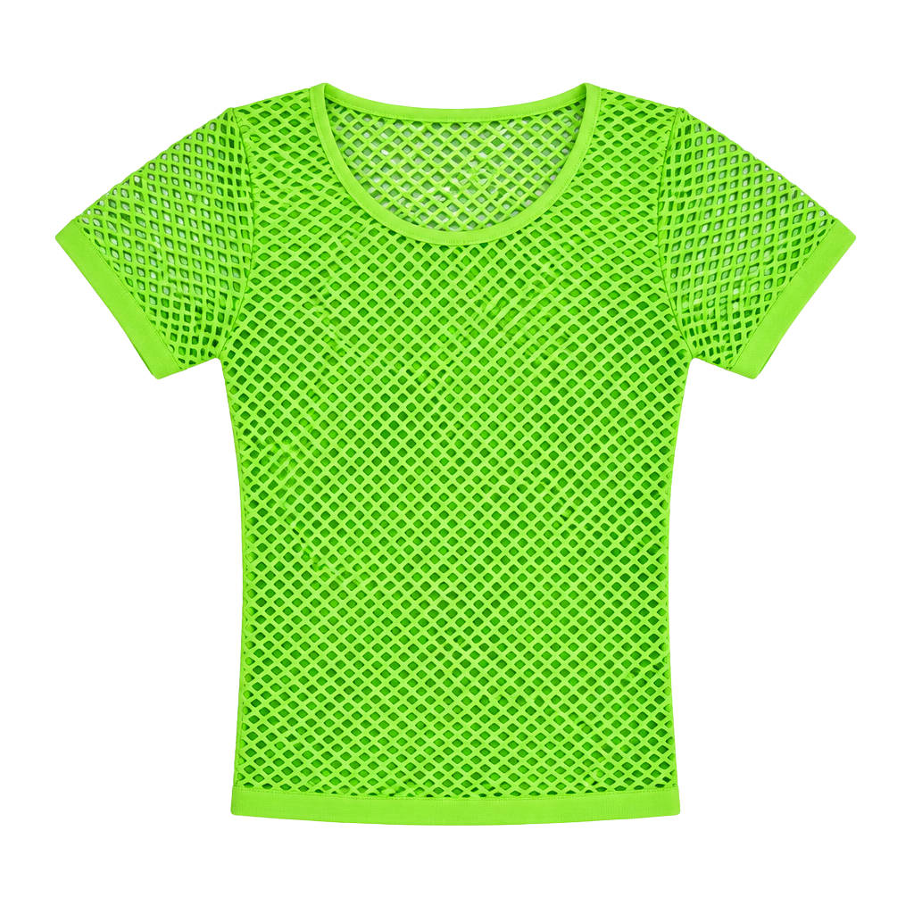 Cotton Candy Mesh Fishnet Short Sleeve Top Size S/M Neon Green Y2K 1