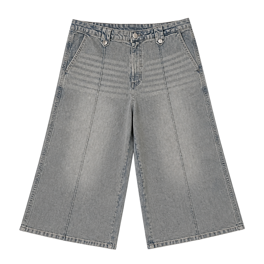Michael Kors Selma Crop Wide Leg Denim Pants Size 12 Light Wash Blue 1