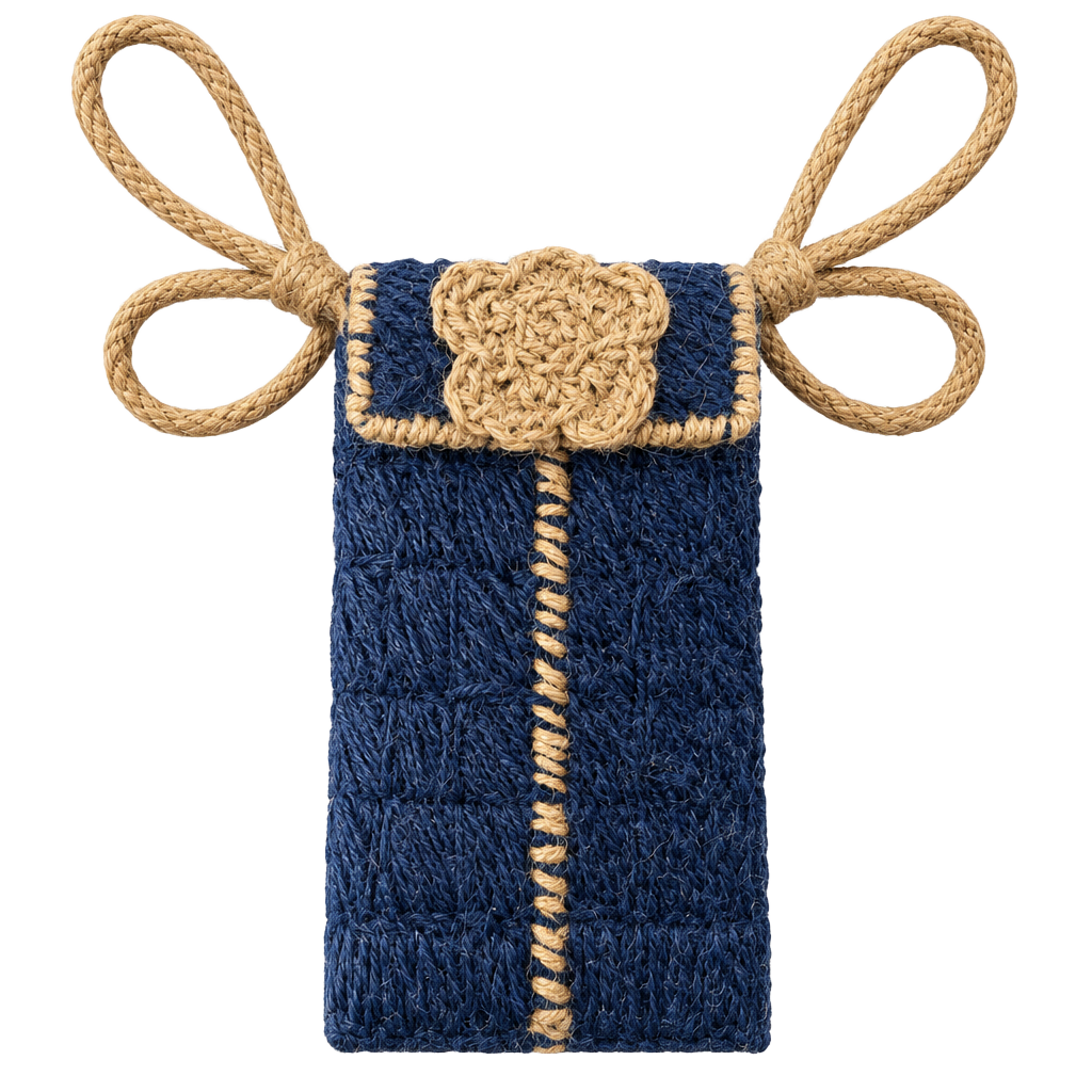 Handmade Blue Jute Sun Crossbody Phone Bag 1