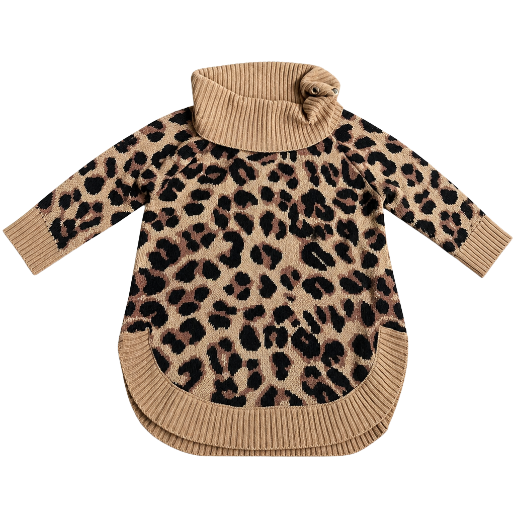 89th + Madison Cowl Neck Leopard Print Sweater 1