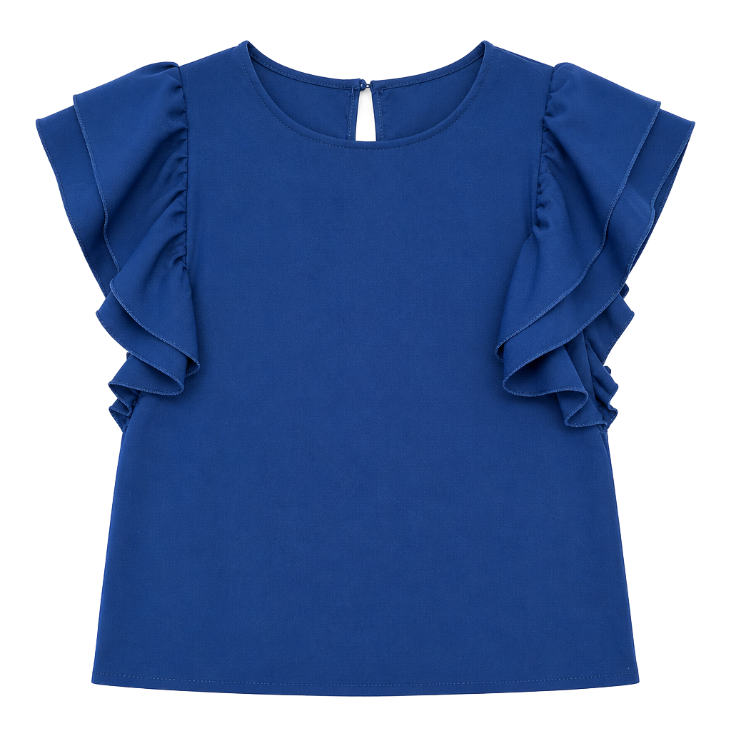 Unbranded Blue Ruffle Tiered Sleeve Blouse 1