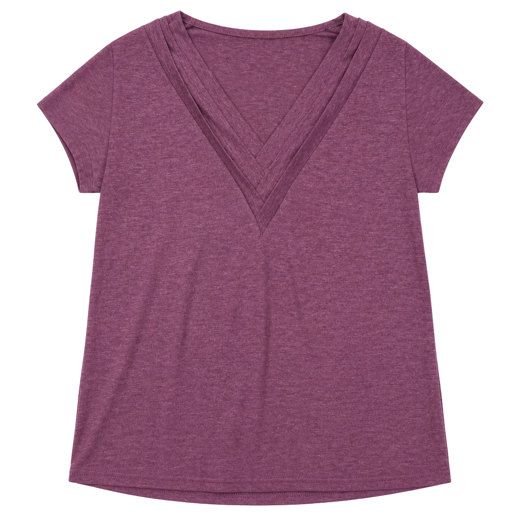 Purple Y2K Layered V-Neck Short Sleeve Top 1