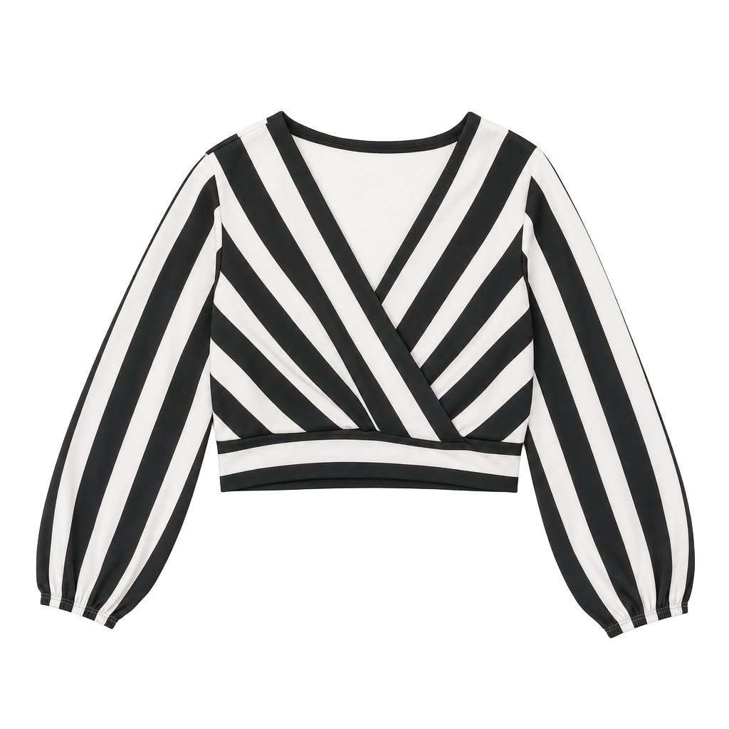 Touch Me Striped Wrap Front Crop Top 1