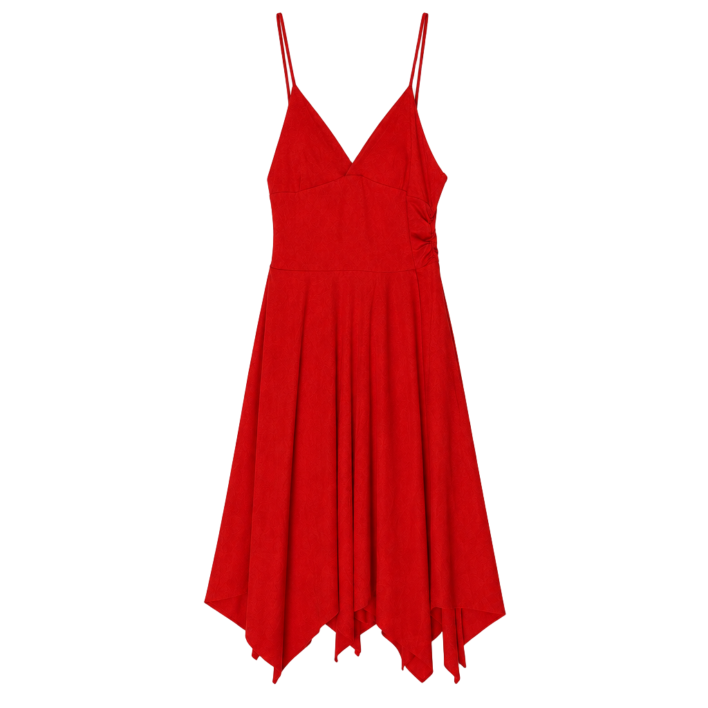 Unbranded Red Dress Size M Asymmetric Hem V-Neck 1
