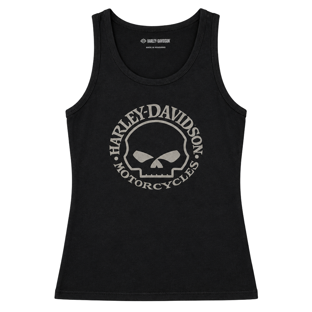 Harley-Davidson Tank Top Size Small Black Skull Motorcycles Graphic 1