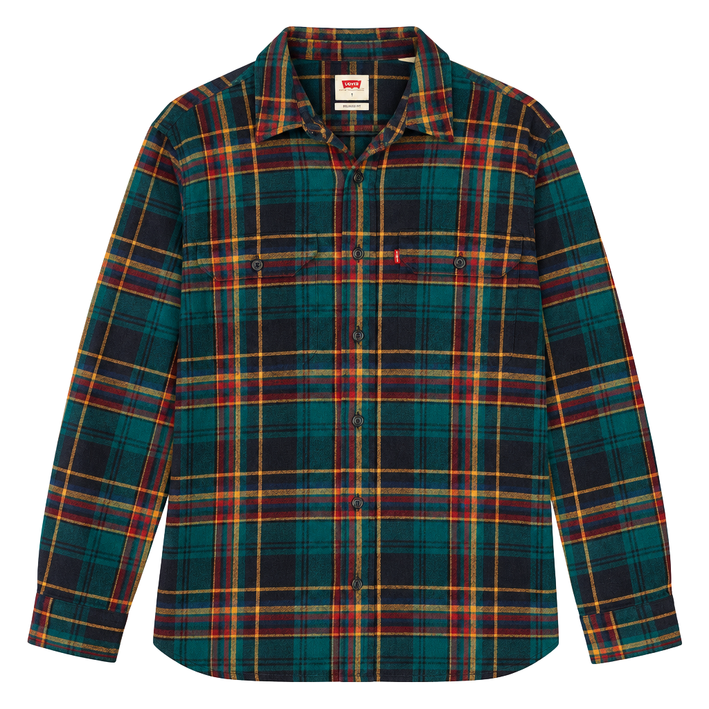 Levi's Plaid Flannel Shirt Size S Green Long Sleeve 1