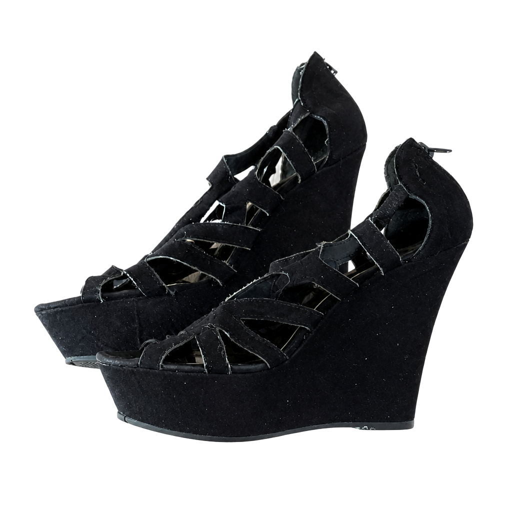 Madden Girl Women's Black Suede Strappy Wedge Sandals 1