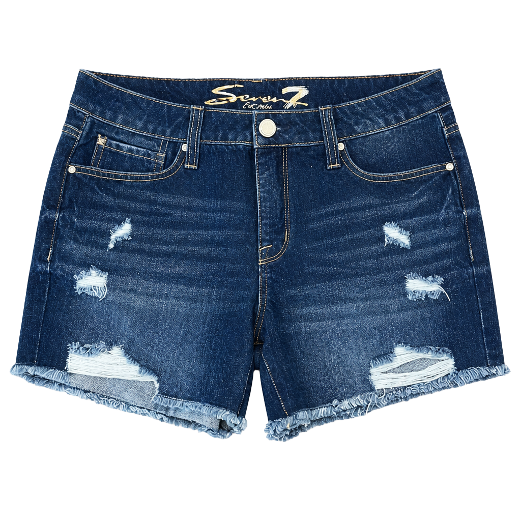 Seven7 Distressed Denim Shorts with Frayed Hem Size 6 1