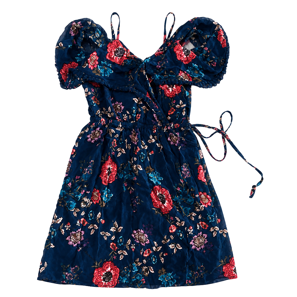 Xhilaration Womens Navy Blue Floral Off The Shoulder Sheath Dress 1