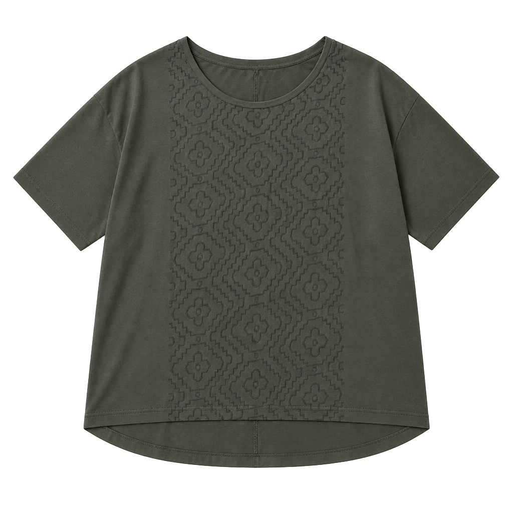 Old Navy Olive Green Embroidered Short Sleeve Top Size S/P 1