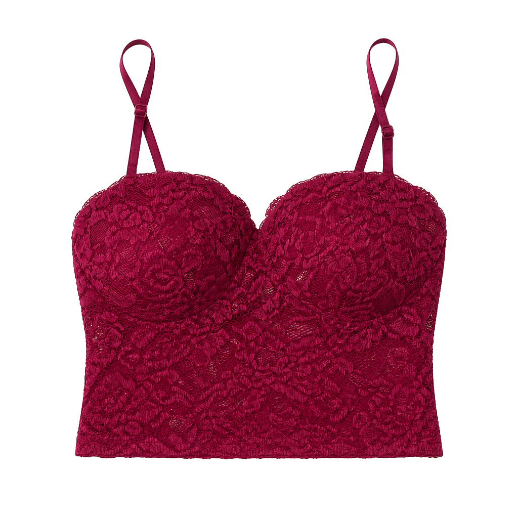 Maroon Floral Lace Bralette Crop Top with Adjustable Straps 1